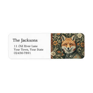 Red Fox Vintage Woodland Gentleman  Return Address Label