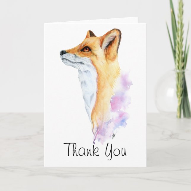 Red Fox Watercolor Painting Thank You (Front)