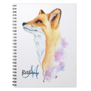 Red Fox Watercolor Personalised Notebook