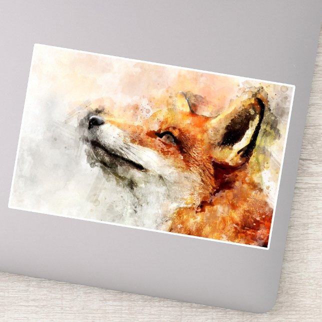 Red Fox Watercolor Portrait 01 (Red Fox Watercolor Portrait 01. Sticker)