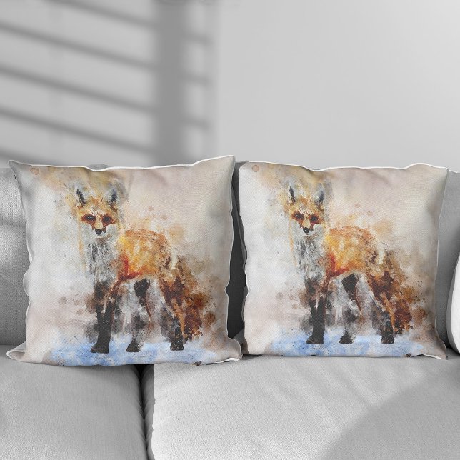 Red Fox Watercolor Portrait 02 Cushion (Creator Uploaded)