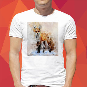 Red Fox Watercolor Portrait 02 T-Shirt
