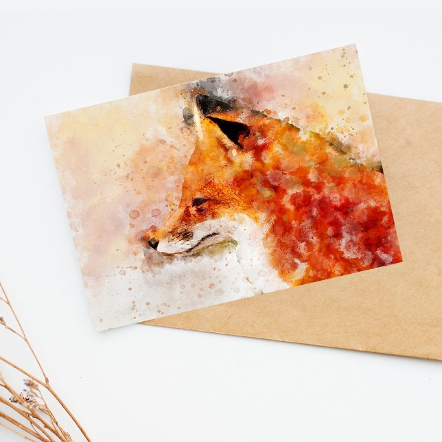 Red Fox Watercolor Portrait 03 Postcard (Creator Uploaded)