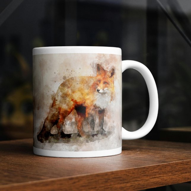 Red Fox Watercolor Portrait 04 Coffee Mug (Red Fox Watercolor Portrait 04. Coffee Mug)