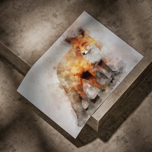 Red Fox Watercolor Portrait 04 Poster (Red Fox Watercolor Portrait 04. Poster)