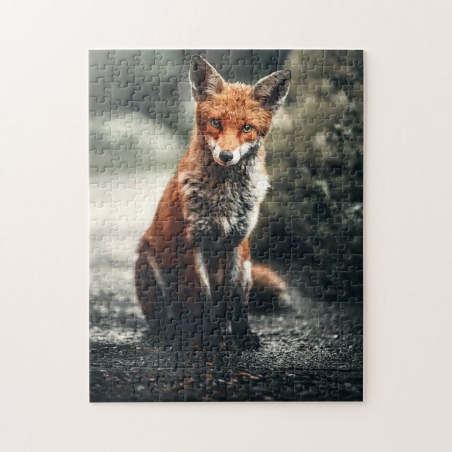 Red Fox Wild Hunting Animals Forest Nature Scenery Jigsaw Puzzle (Vertical)