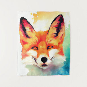 Red Fox Wild Nature Animal Color Art Painting Tapestry