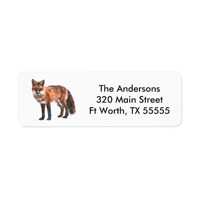 Red Fox Wildlife Art Return Address Labels (Front)