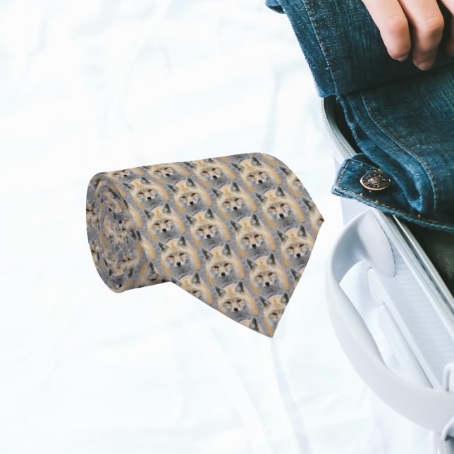 Red Fox Wildlife Photo Pattern Tie (In Situ (Rolled))
