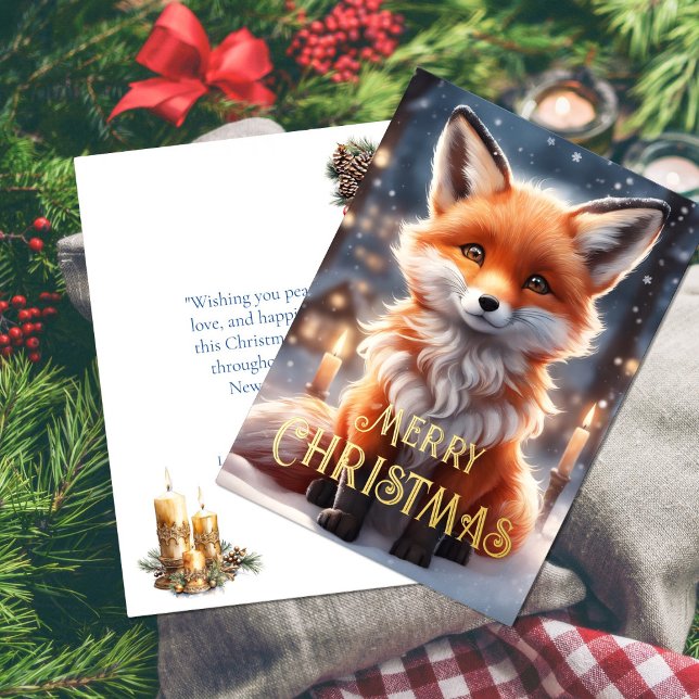Red Fox Winter Christmas Foil Holiday Card (Creator Uploaded)