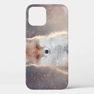 Red fox, winter forest, scenic illustration. iPhone 12 case