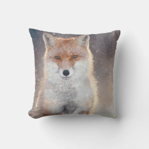 Red fox, winter forest, scenic illustration. cushion