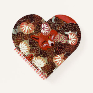 RED FOXES AMONG THE WHITE LEAVES,FOLIAGE NOTEBOOK