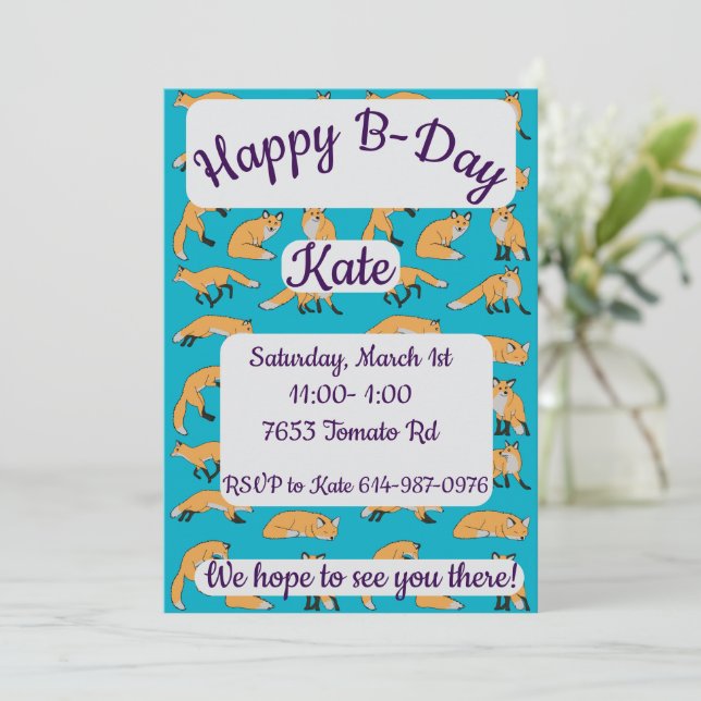 Red Foxes Happy Birthday Invitation (Standing Front)