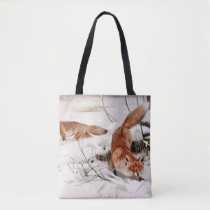 Red Foxes in Snow at Winter (by Wilhelm Kuhnert) Tote Bag