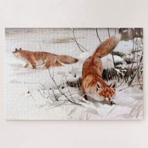 Red Foxes in the Winter Snow (by Wilhelm Kuhnert) Jigsaw Puzzle