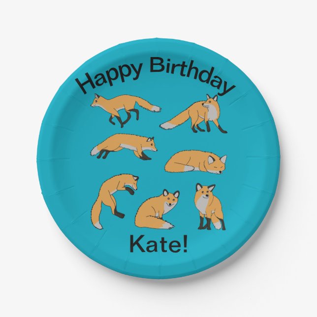 Red Foxes Paper Plate (Front)