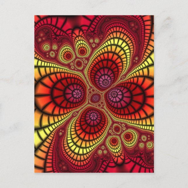 Red Fractal Background Postcard (Front)