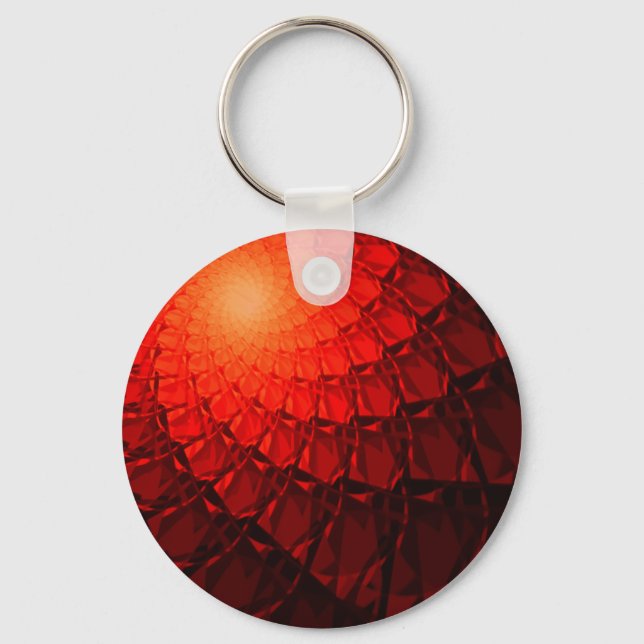 Red Fractal Pattern Key Ring (Front)