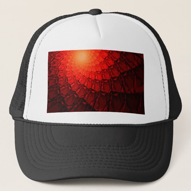 Red Fractal Pattern Trucker Hat (Front)