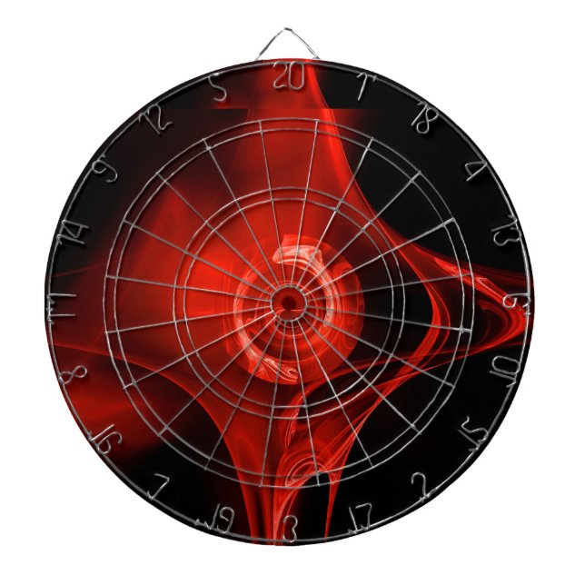 RED FRACTAL ROSE DARTBOARD (Front)