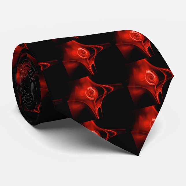 RED FRACTAL ROSE IN BLACK TIE (Rolled)