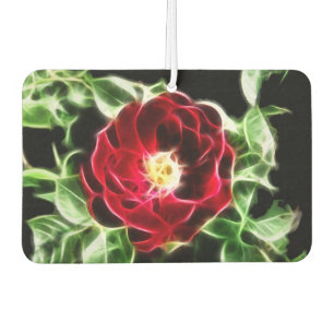 Red fractalius rose car air freshener