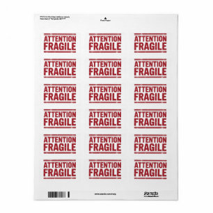 Red Fragile Handle with Care Mailing Label images1