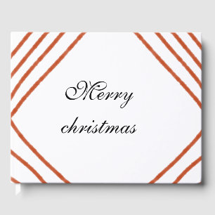 Red frame watercolor merry Christmas dd your name Guest Book