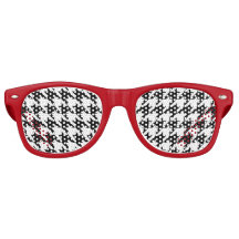 Red framed black and white houndstooth