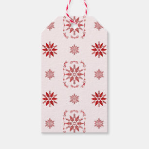 Red Framed Ornamental Snowflake Gift Tag