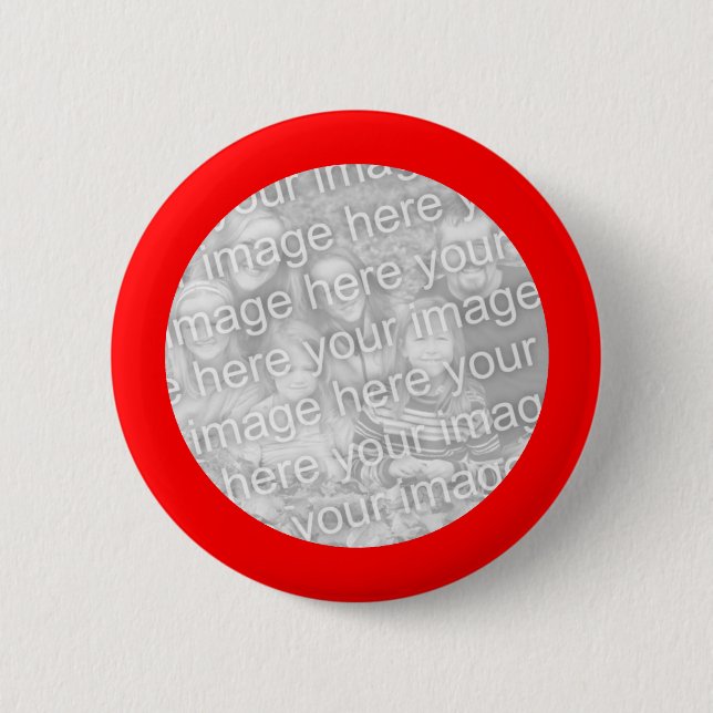Red Framed Round Photo Button (Front)