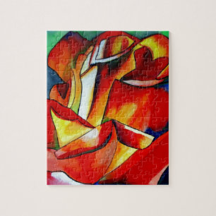 Red France Libre rose watercolor art Jigsaw Puzzle