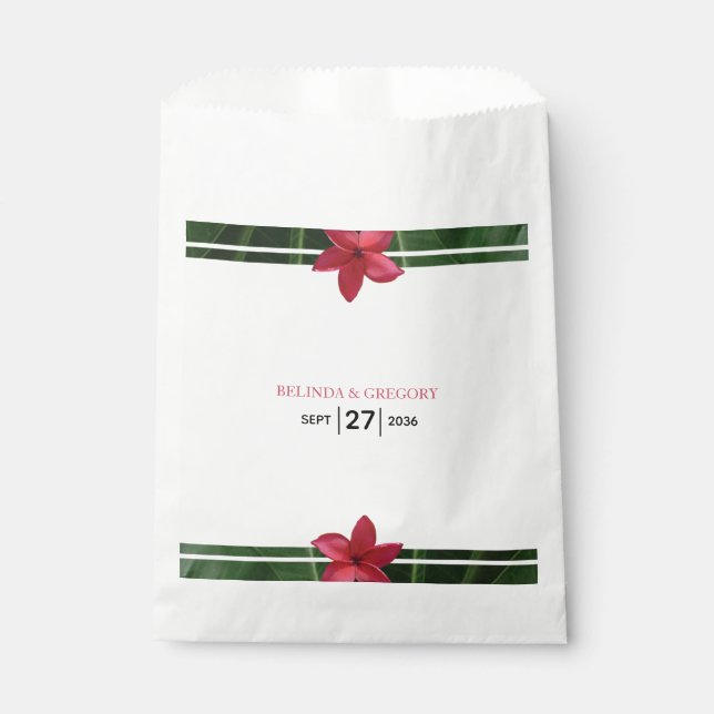Red Frangipani Plumeria Wedding  Favour Bag (Front)