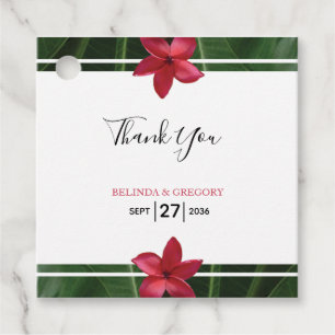 Red Frangipani Plumeria Wedding Gift Favour Tags