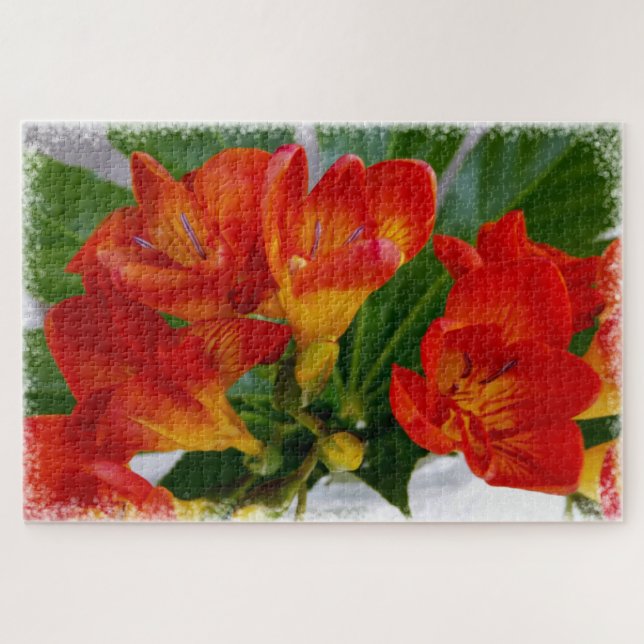 Red freesia jigsaw puzzle (Horizontal)