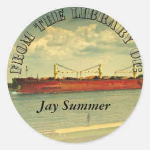 Red Freighter Illustration Classic Round Sticker