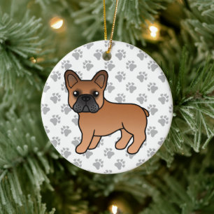 Red French Bulldog Cute Cartoon Dog Ceramic Ornament