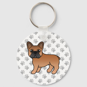Red French Bulldog Cute Cartoon Dog Key Ring