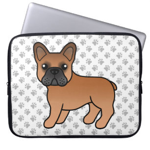 Red French Bulldog Cute Cartoon Dog Laptop Sleeve