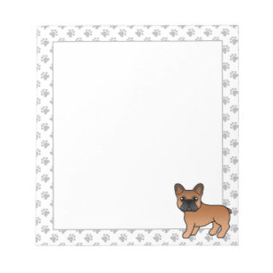 Red French Bulldog Cute Cartoon Dog Notepad