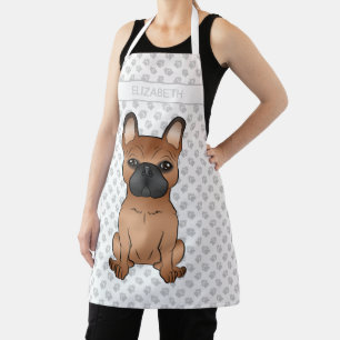 Red French Bulldog / Frenchie Cartoon Dog & Name Apron