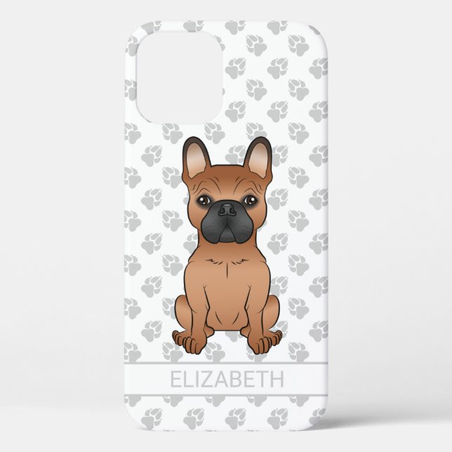 Red French Bulldog / Frenchie Cartoon Dog & Name Case-Mate iPhone Case (Back)