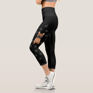 Red French Bulldog / Frenchie Cartoon Dog & Paws Capri Leggings