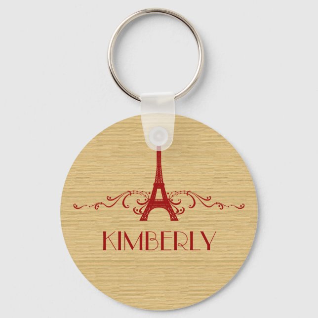 Red French Flourish Keychain (Front)