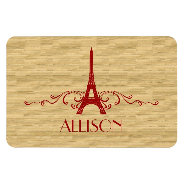Red French Flourish Premium Magnet (Horizontal)