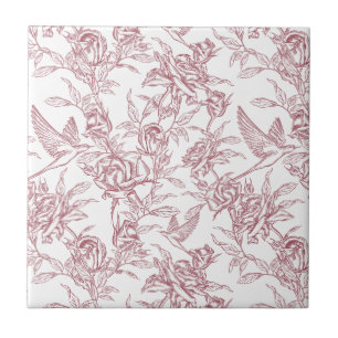 Red French Toile Ceramic Tile