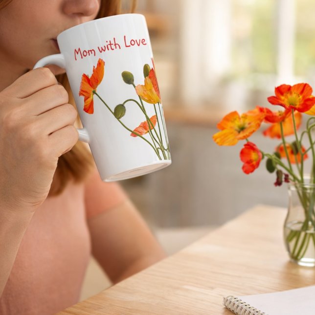 Red & Fresh Coloured Poppies  Water Bottle Latte Mug (Creator Uploaded)