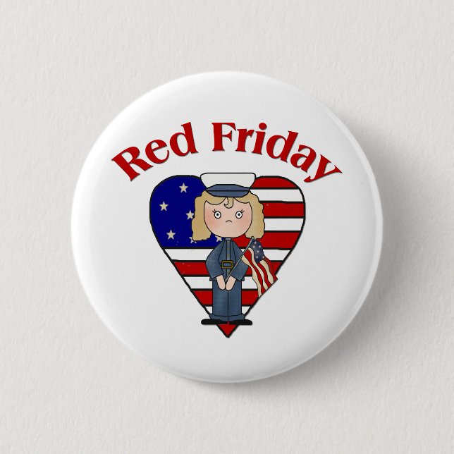 Red Friday Female 6 Cm Round Badge (Front)