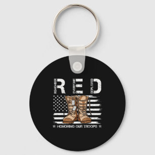 Red friday honoring troops remember everyone key ring